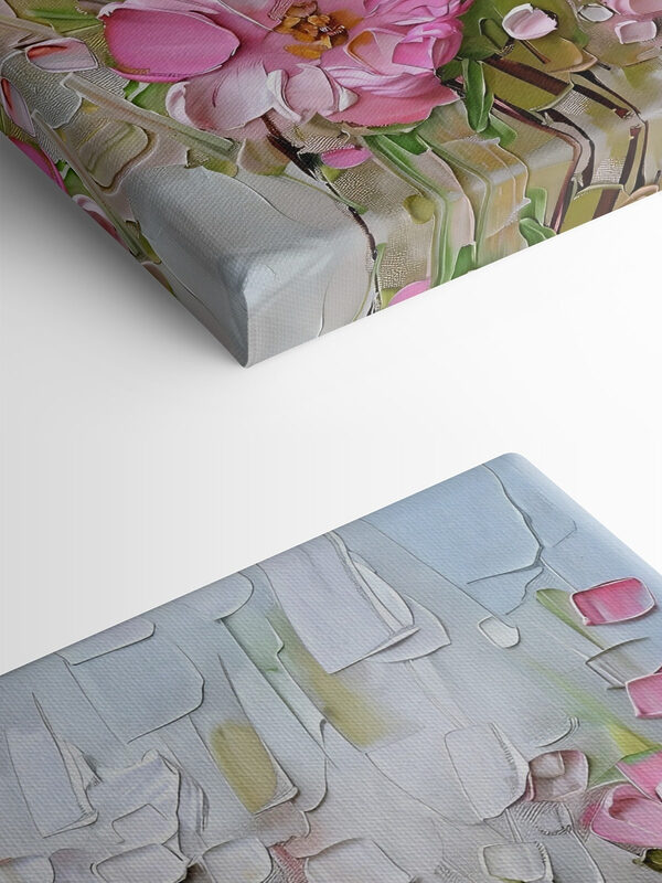 A painting of flowers on a white surface