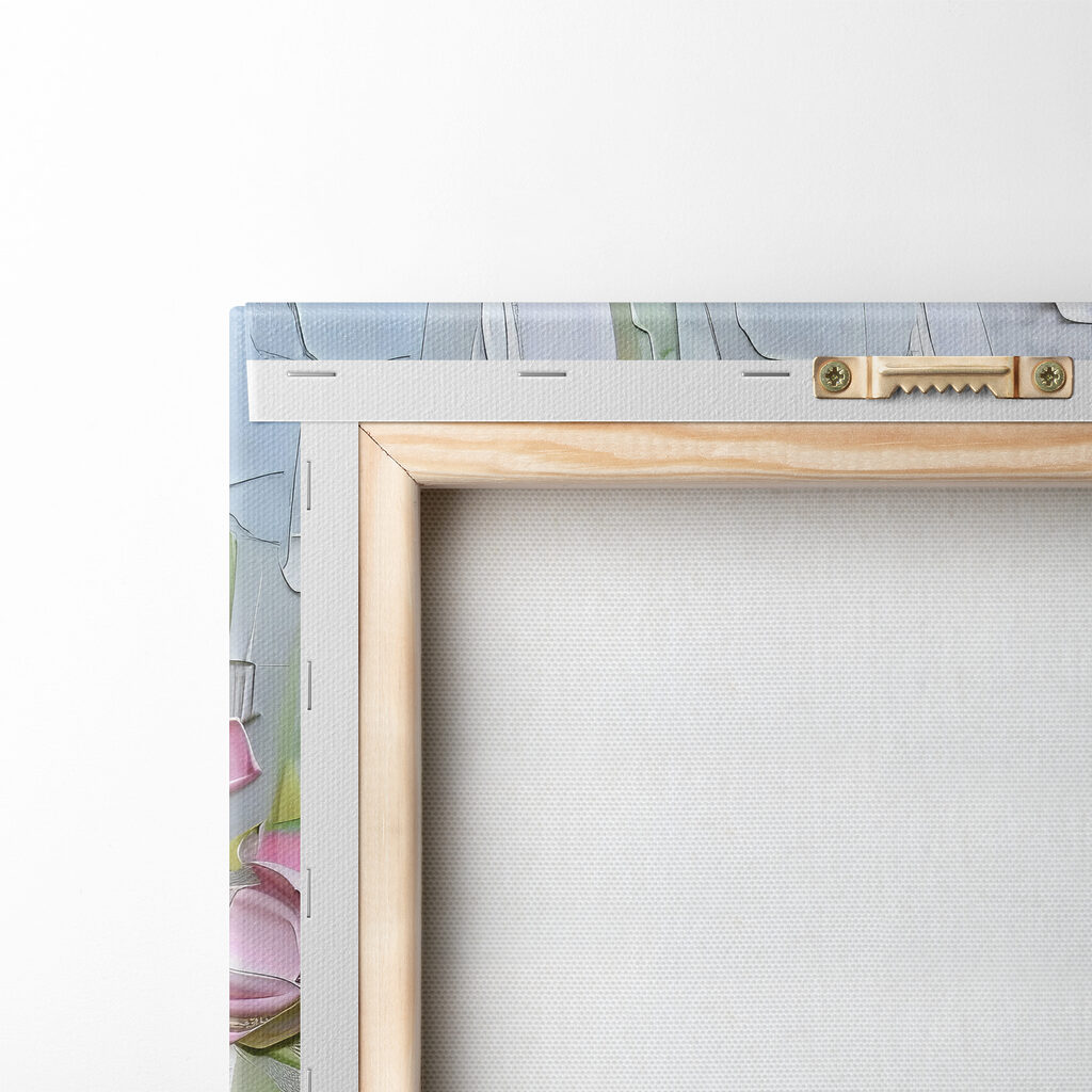 A painting of flowers on a white surface