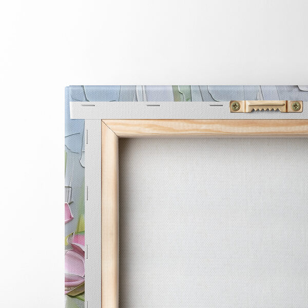 A painting of flowers on a white surface