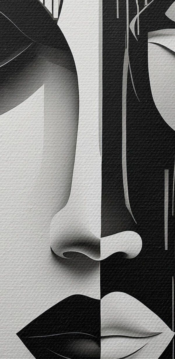 A black and white image of a woman's face A black and white image of a woman's face