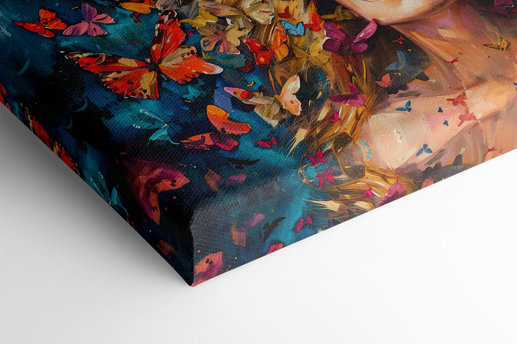 A woman surrounded by butterflies