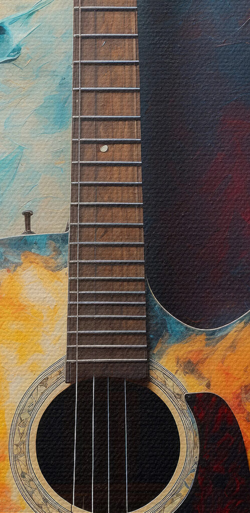 Vibrant colors enhance acoustic guitar