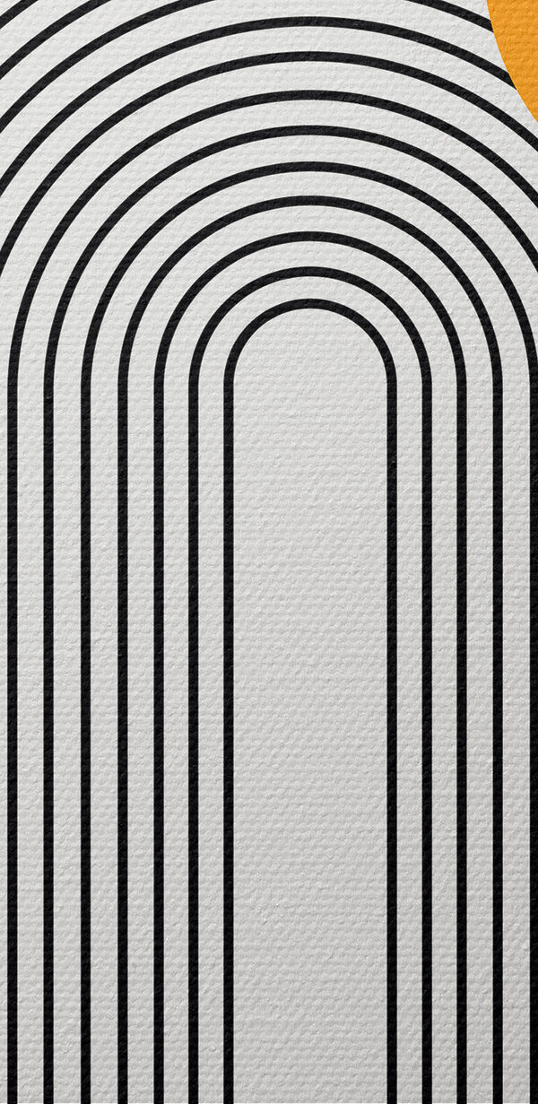 A black and orange lines and a yellow circle