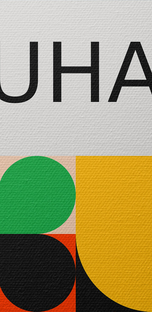 A colorful pattern with black text