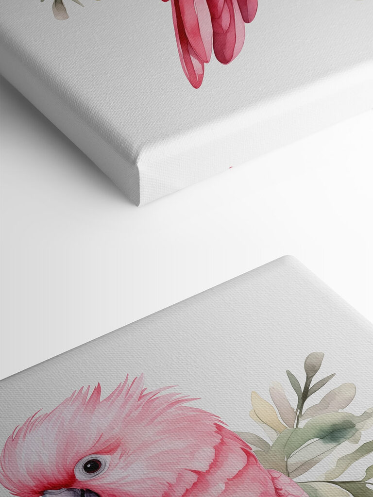 A pink bird on a branch A pink bird on a branch