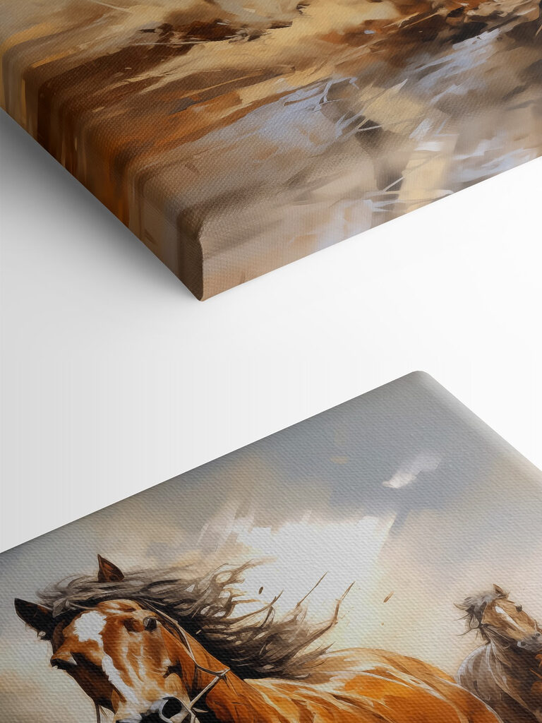 A group of horses running through water