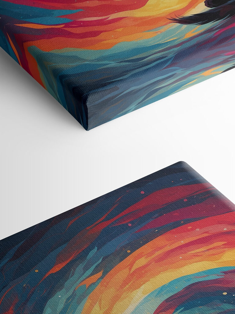 Cat sitting in front of a colorful swirl Cat sitting in front of a colorful swirl