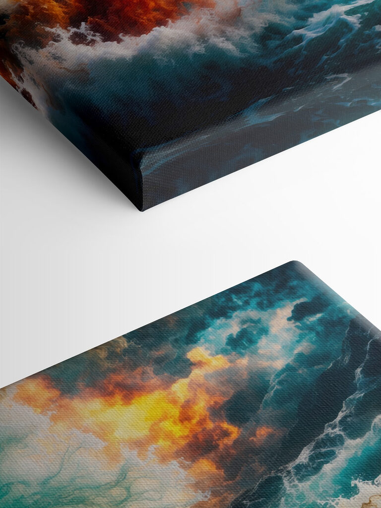 Large waves with fire and smoke Large waves with fire and smoke