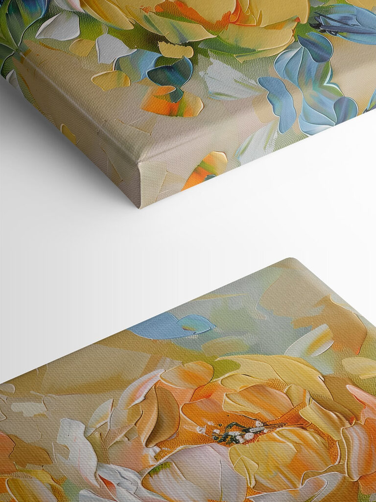 Painting of flowers on a canvas Painting of flowers on a canvas