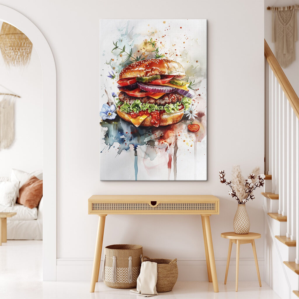 Watercolor of a burger