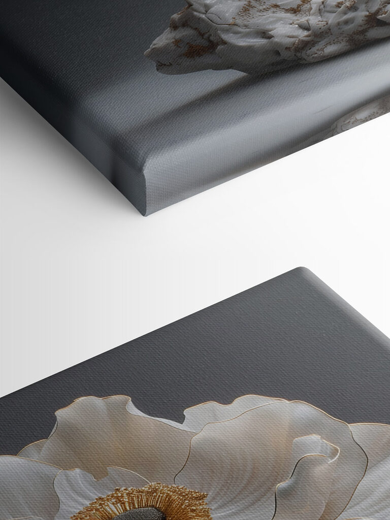 Elegant porcelain flower sculpture on display Elegant porcelain flower sculpture on display