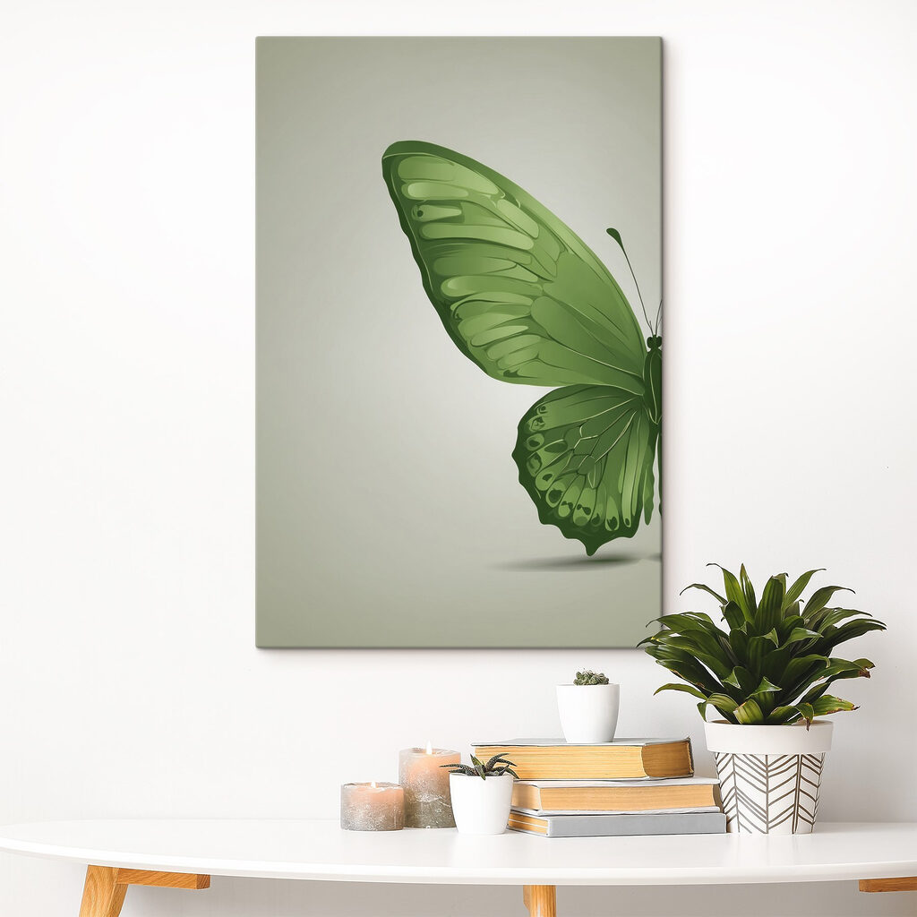 Green butterfly with wings