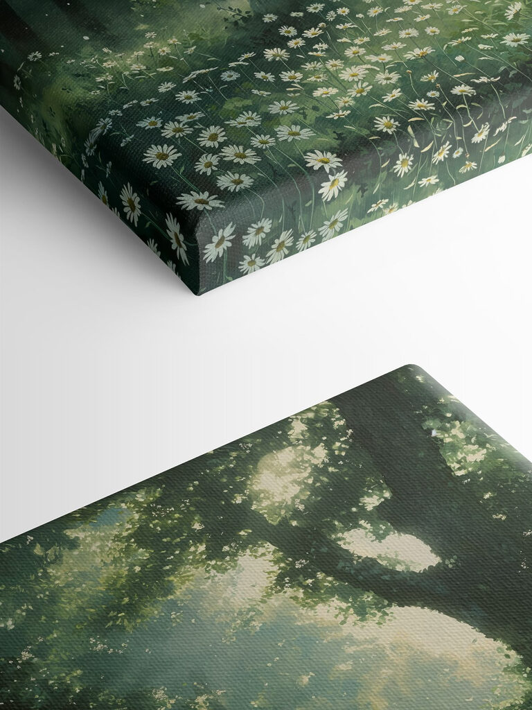 Forest with trees and flowers Forest with trees and flowers