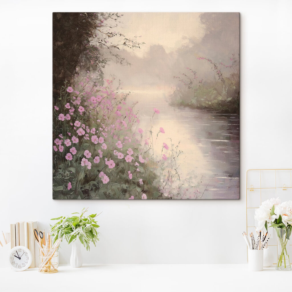 River with purple flowers