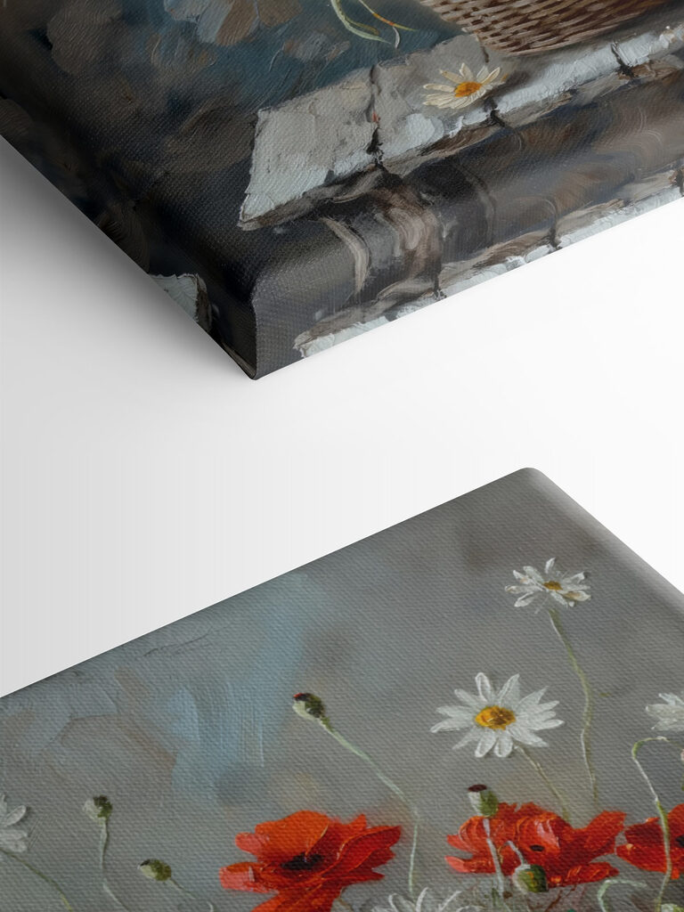 Painting of flowers in a basket Painting of flowers in a basket