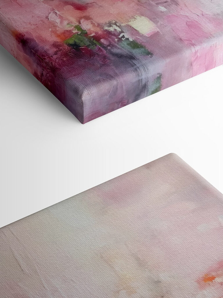 Painting of flowers on a white surface