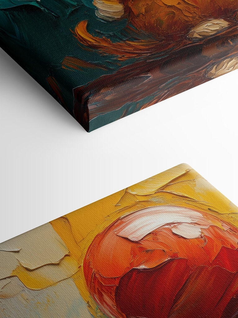 Painting of a cat holding a balloon