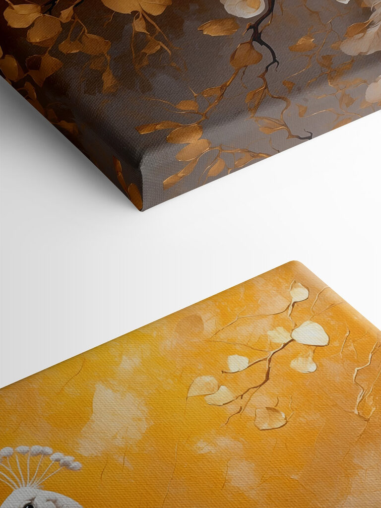 White peacock with feathers on a branch