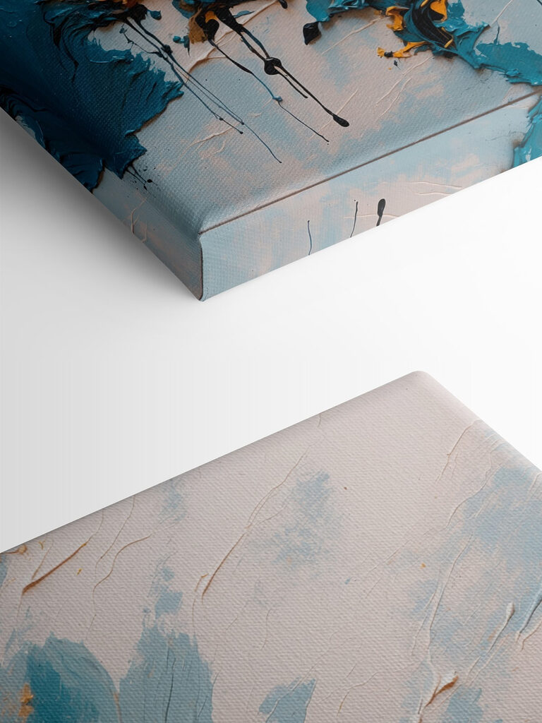 Painting of blue and orange paint