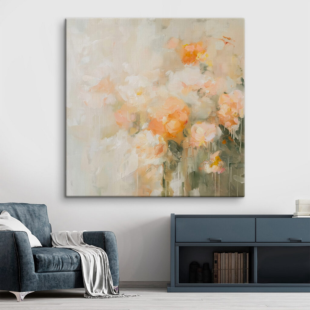 Painting of flowers on a white surface