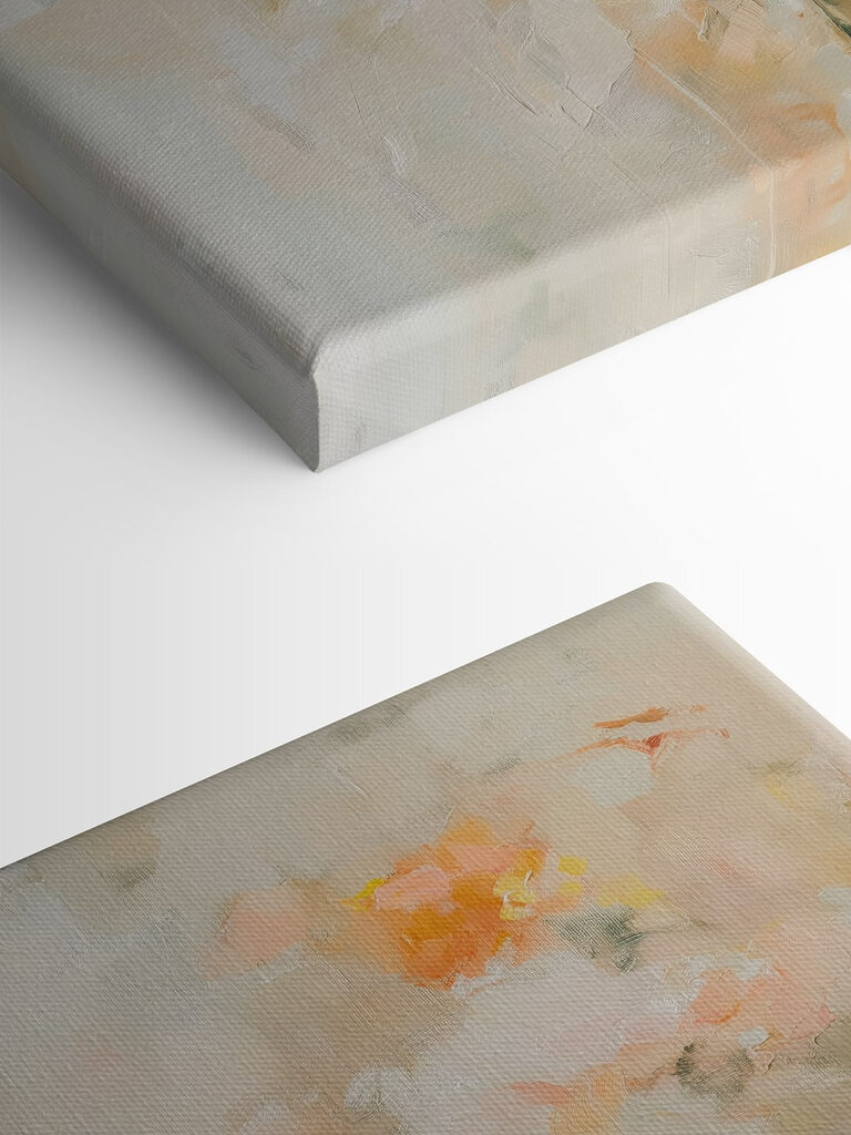 Painting of flowers on a white surface