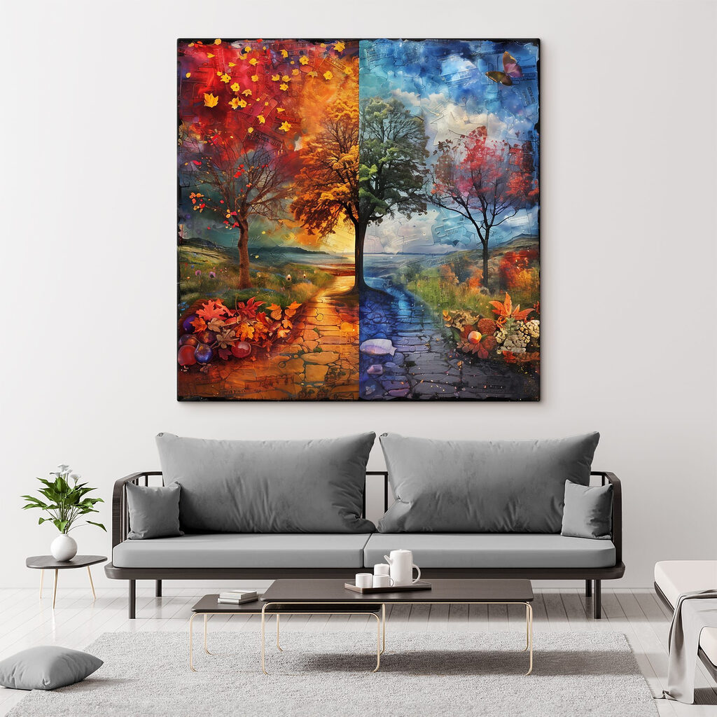 Painting of a tree and a path Painting of a tree and a path