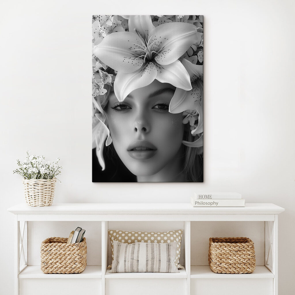 Woman with flowers on her head