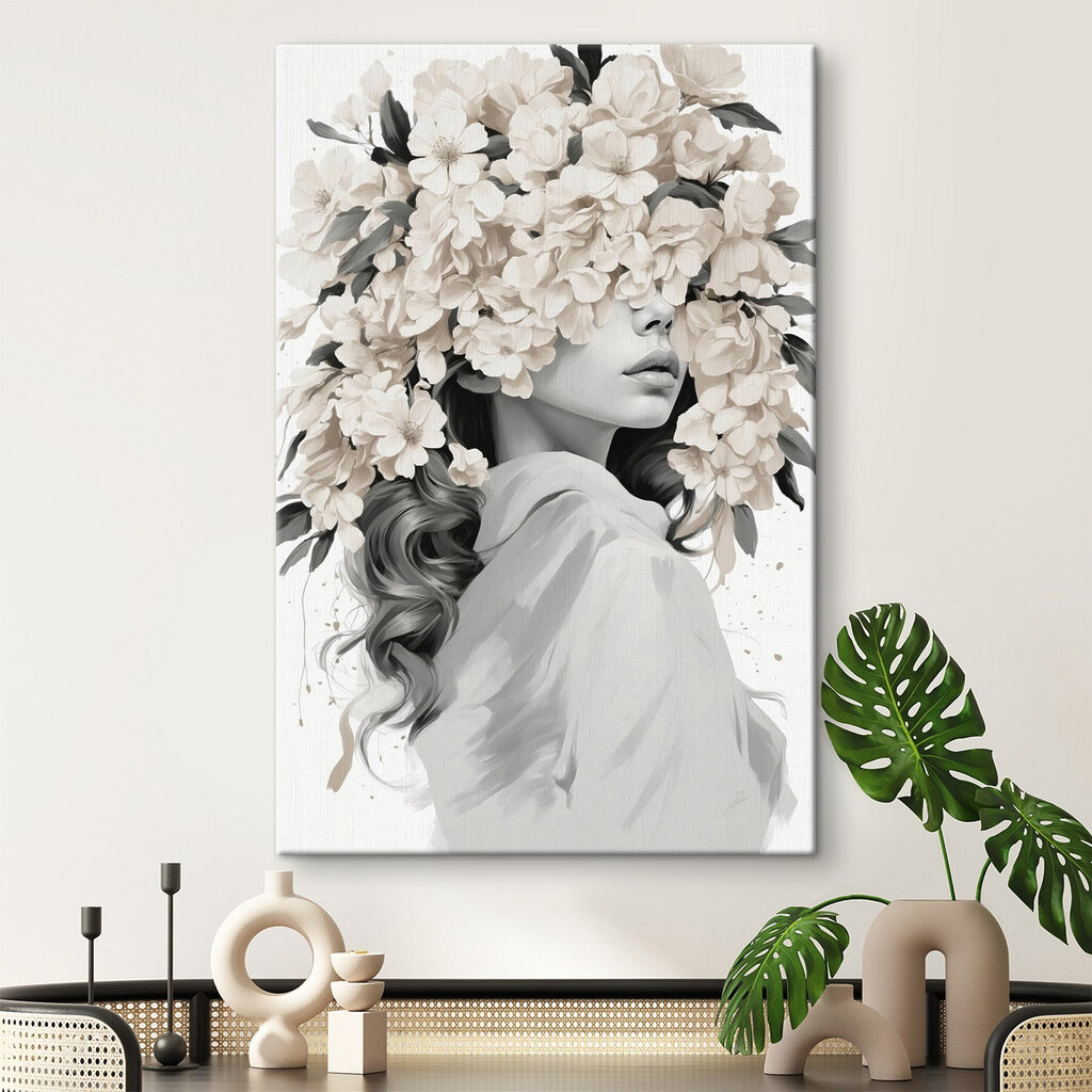 Woman with flowers on her head