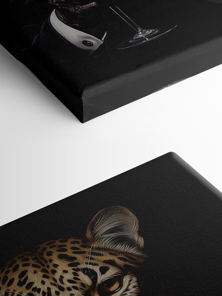 Leopard wearing a suit and bow tie holding a wine glass Leopard wearing a suit and bow tie holding a wine glass