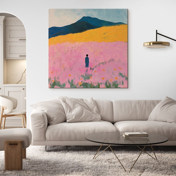 Person standing in a field of flowers