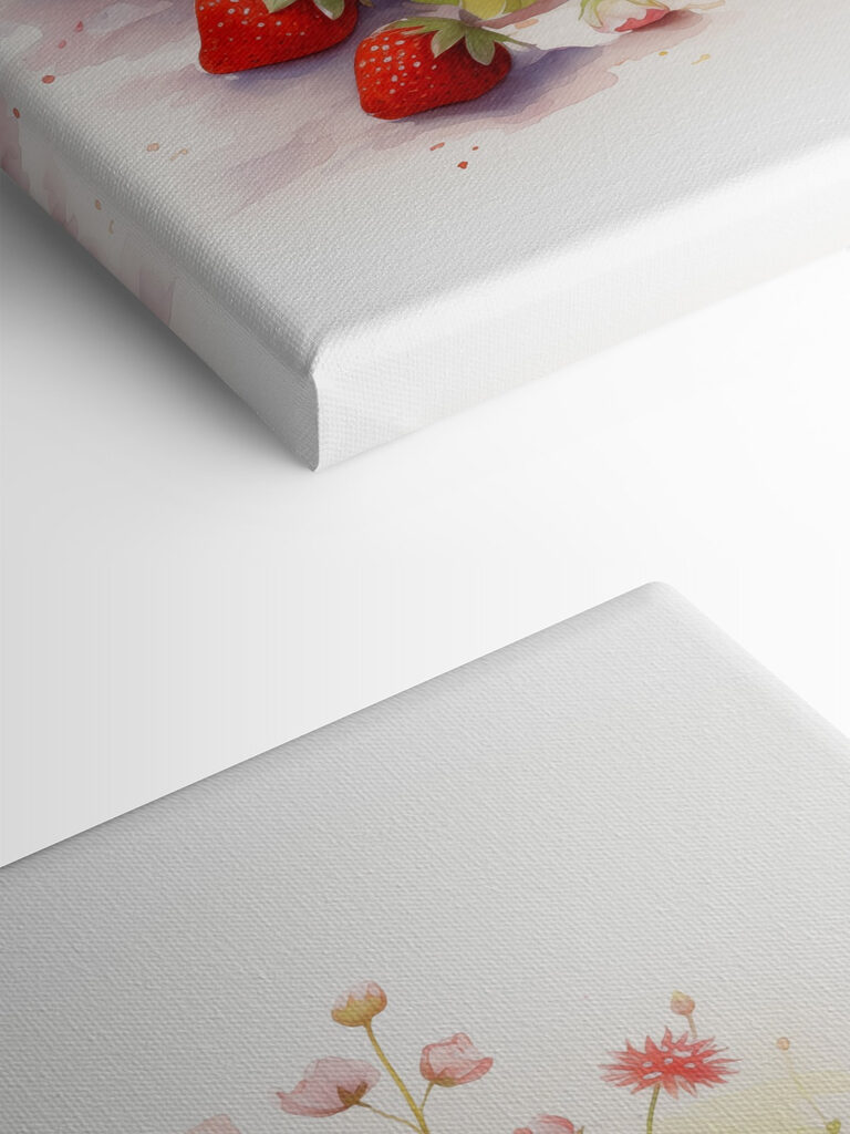 Watercolor of a pie with strawberries and flowers