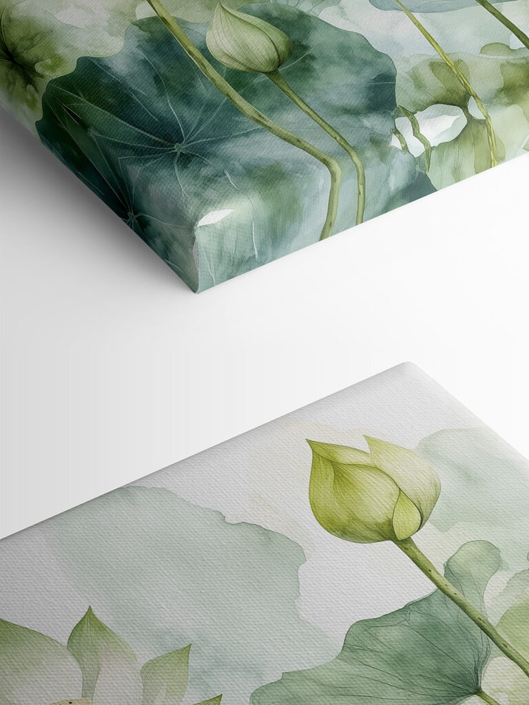 Painting of white flowers and green leaves Painting of white flowers and green leaves