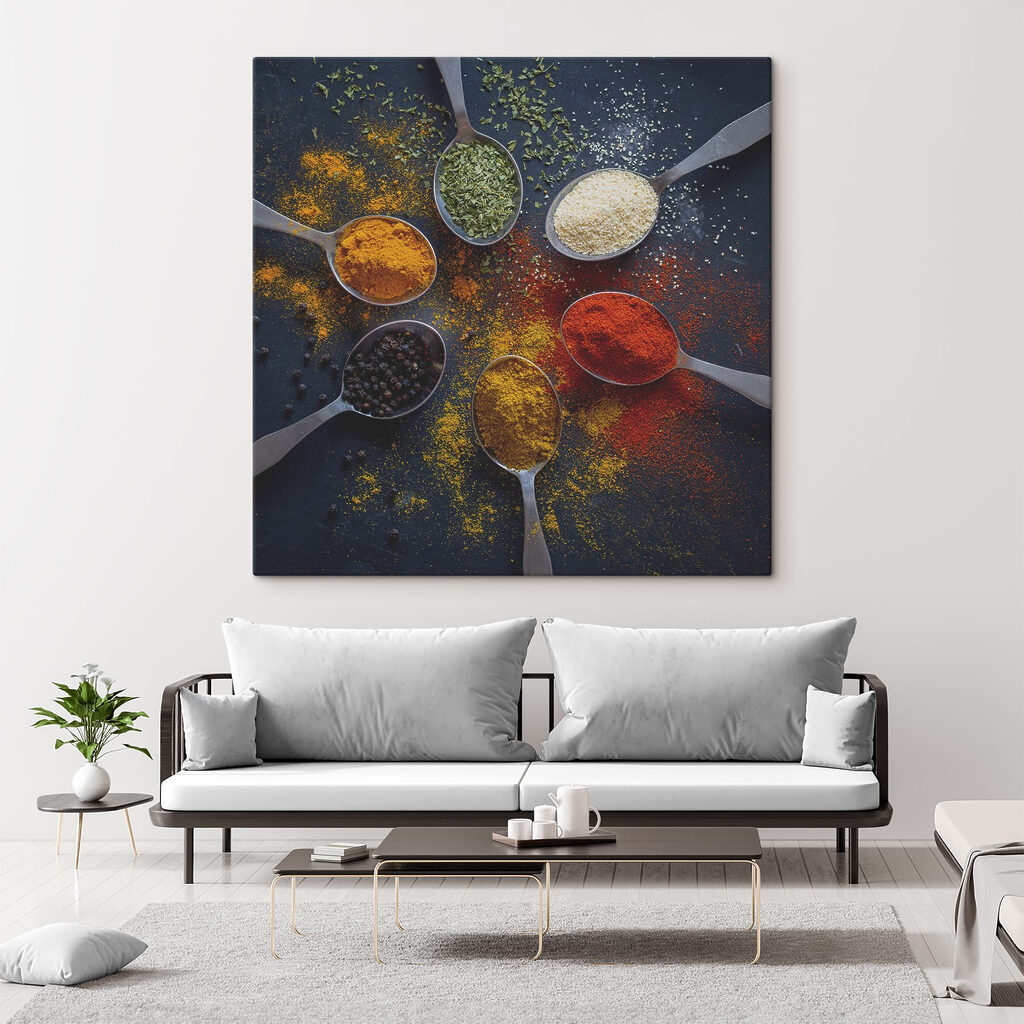 A group of spoons with different spices A group of spoons with different spices