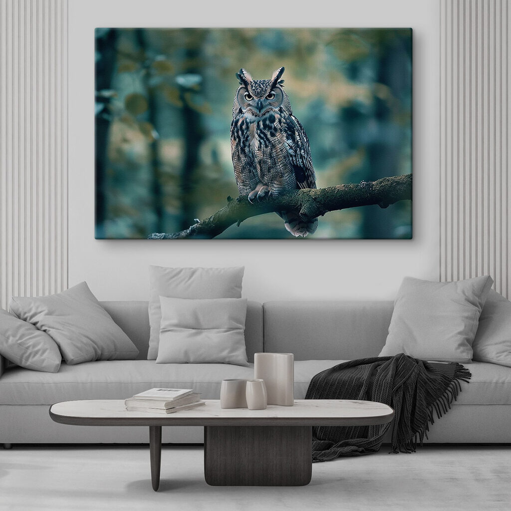 An owl sitting on a branch