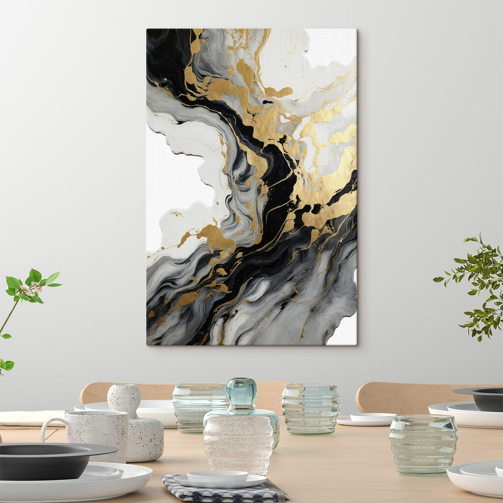 Flowing black and white patterns unite Flowing black and white patterns unite