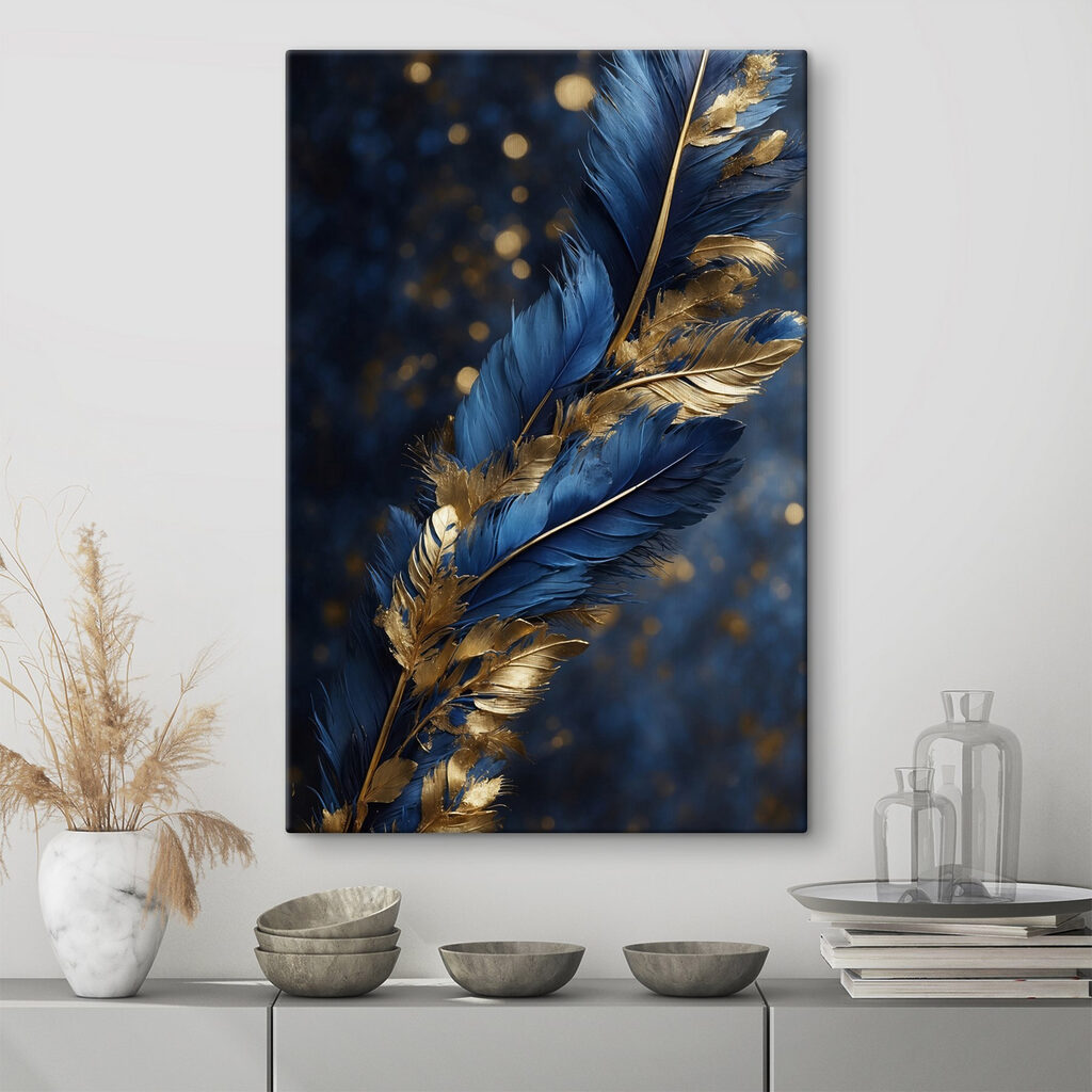 Vibrant feathers against a dark backdrop Vibrant feathers against a dark backdrop