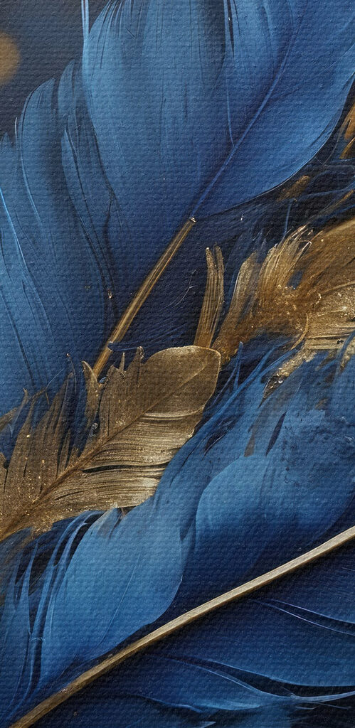 Vibrant feathers against a dark backdrop Vibrant feathers against a dark backdrop