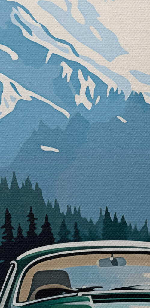 Car driving on a snowy road