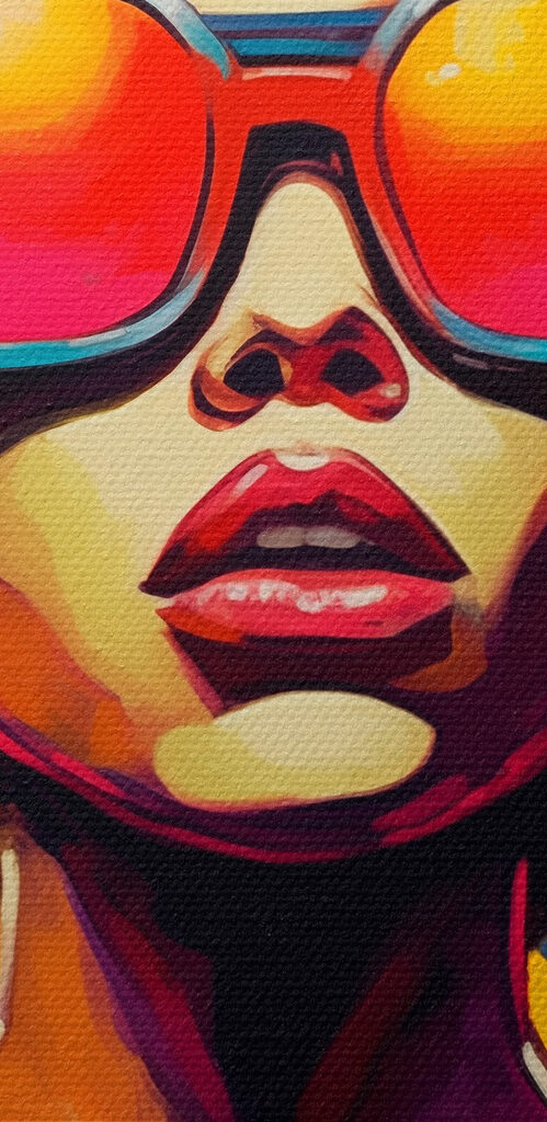 Woman with big afro wearing sunglasses