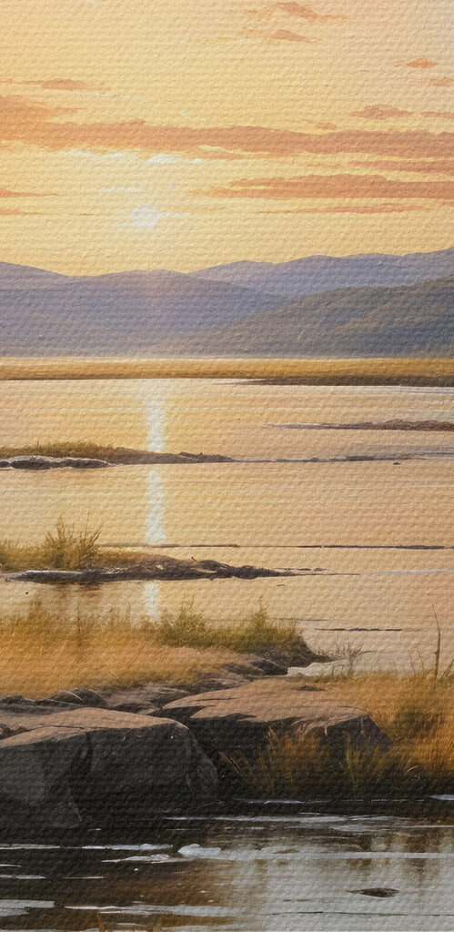 Landscape of a lake with a sunset Landscape of a lake with a sunset