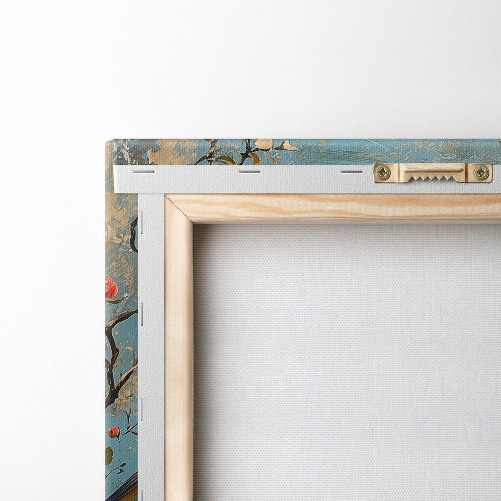 Group of birds on a branch with flowers