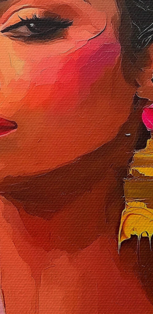 Painting of a woman with flowers in her hair