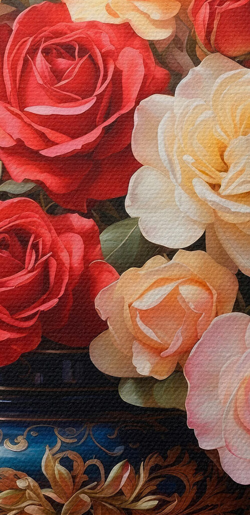 Vase of flowers and fruit Vase of flowers and fruit