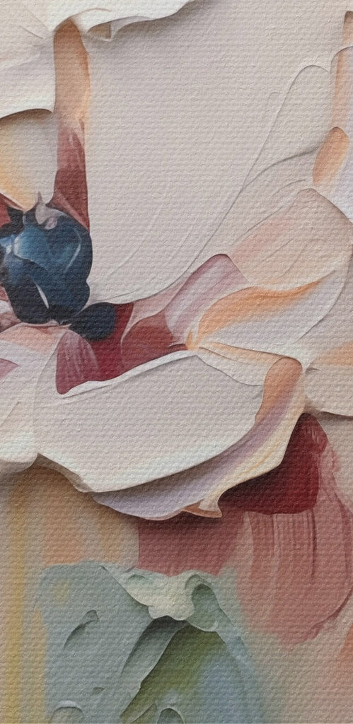 Painting of flowers on a white surface