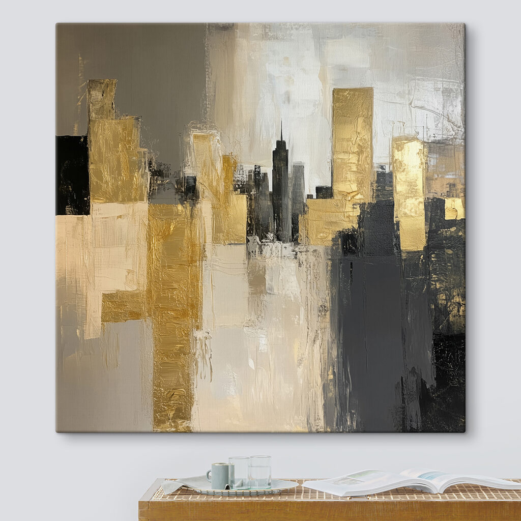 Painting of a city skyline Painting of a city skyline