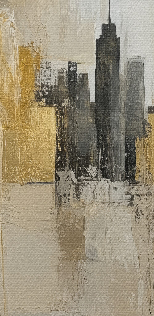 Painting of a city skyline Painting of a city skyline