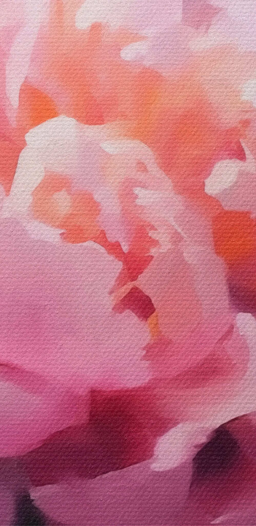 Pink flower with green leaves