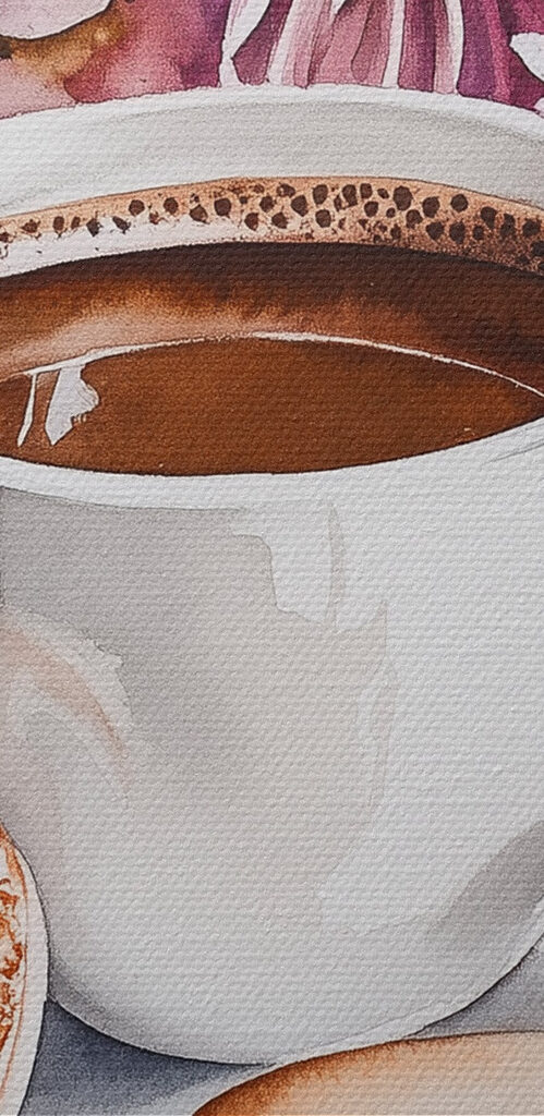 Watercolor painting of a cup of coffee and cookies Watercolor painting of a cup of coffee and cookies
