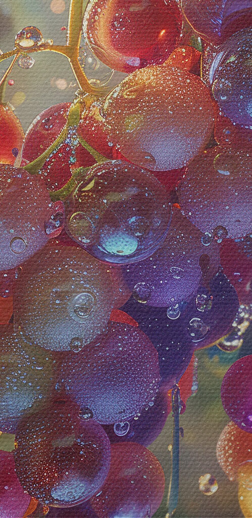 Bunch of grapes with water droplets on them