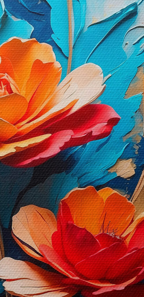 Painting of flowers and leaves Painting of flowers and leaves